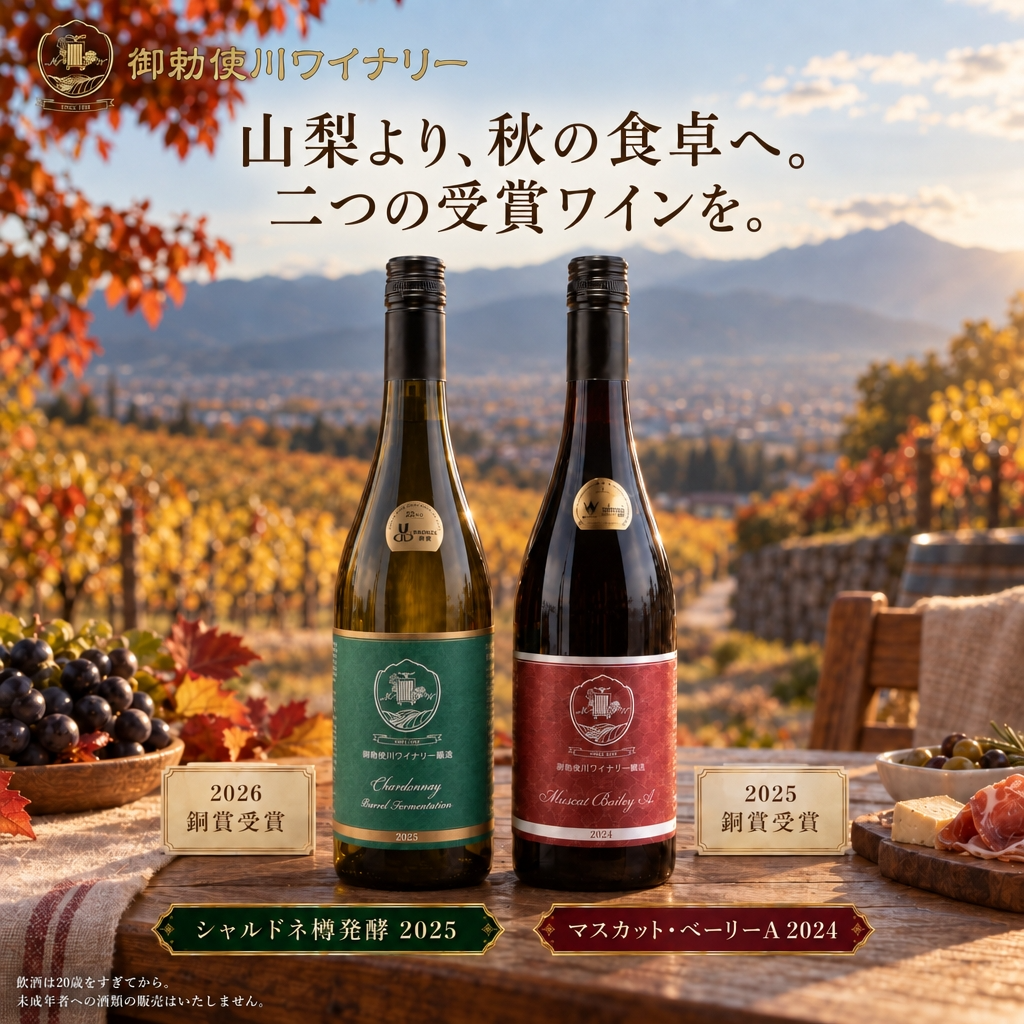 シャルドネ樽発酵2025（白）・マスカットベーリーA2024（赤）【日本ワインコンクール受賞ワインセット】